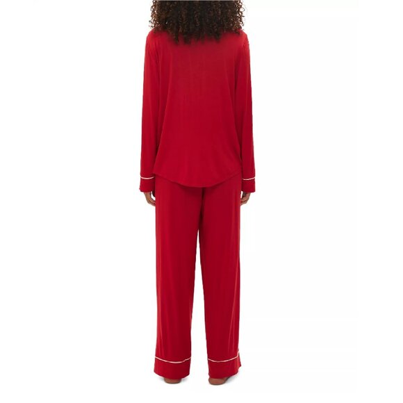 Sz XL new GapBody Women's Jersey Long-Sleeve Pajama Set - Red w/ White Piping - Picture 2 of 3